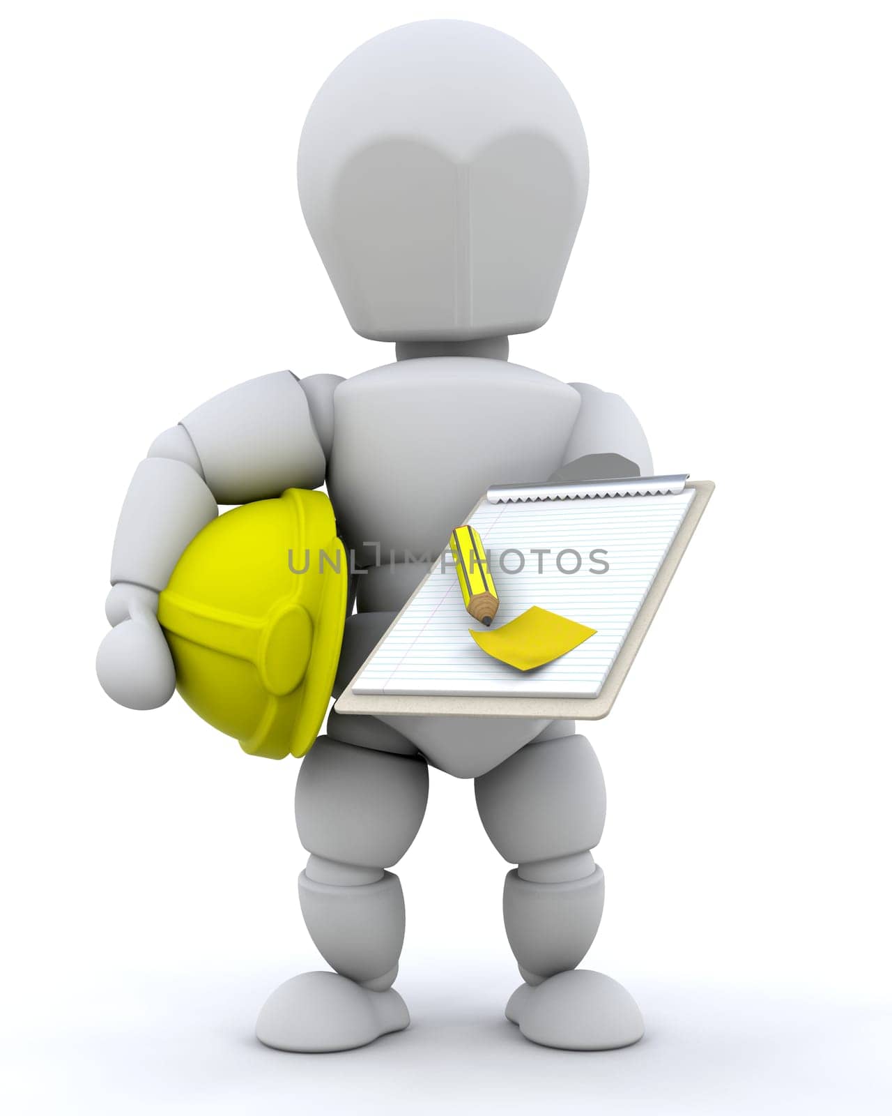 3D Render of a Construction Worker and Tools