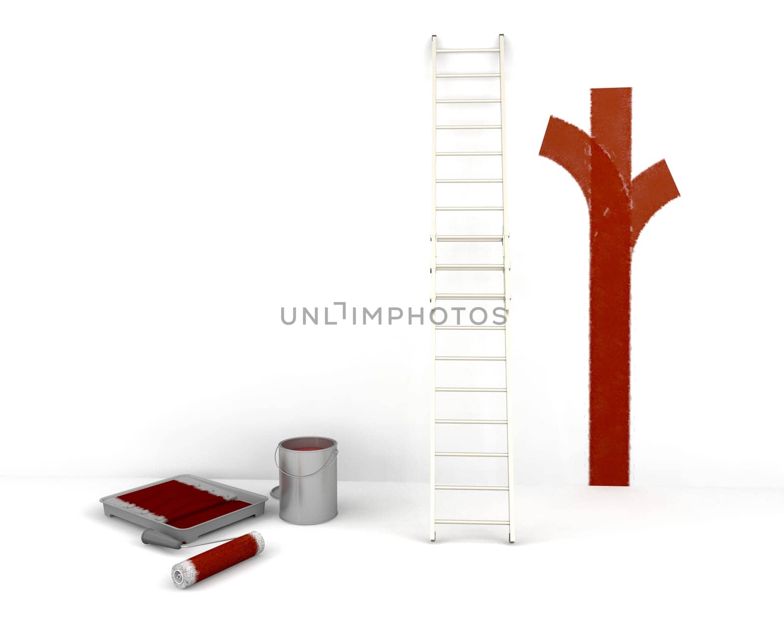 3D render of a wall being painted