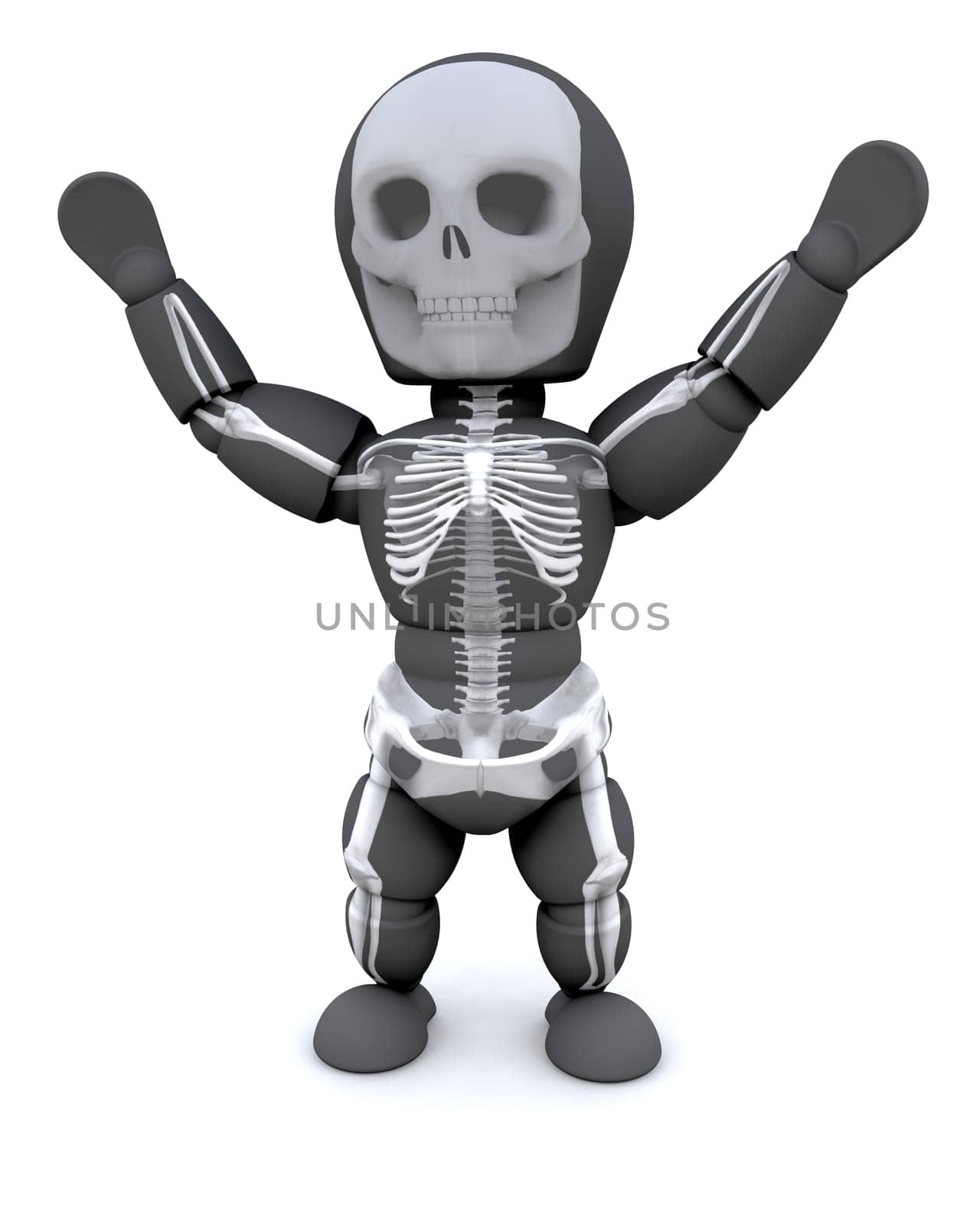 3D render of man in halloween party skeleton outfit