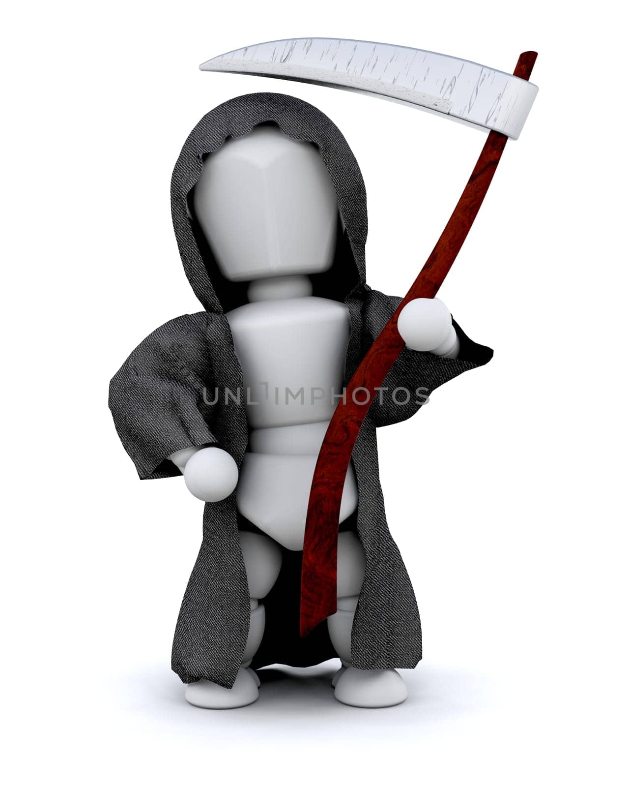 3D render of man in halloween party reaper outfit