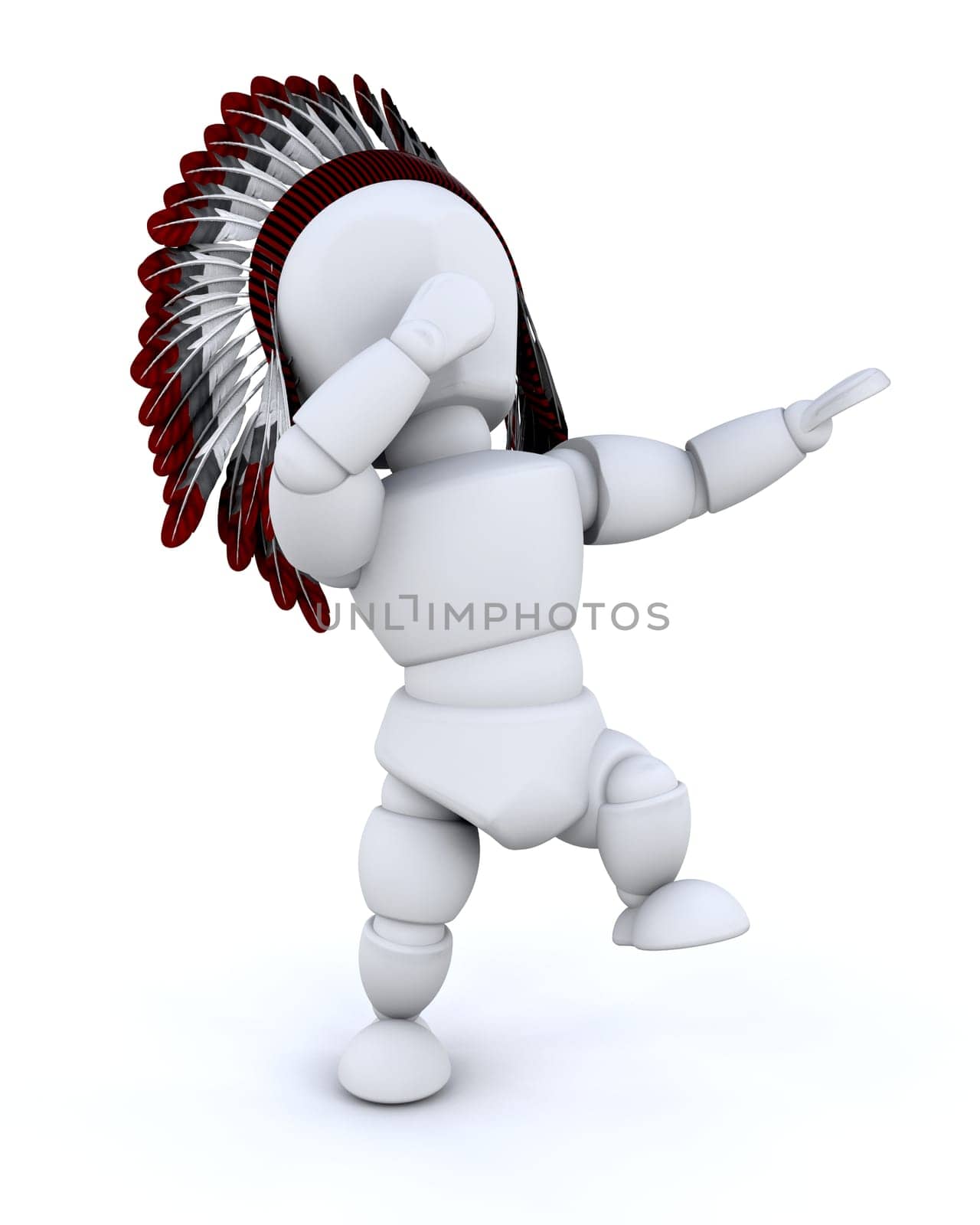 3d render of a man dressed as a native american indian