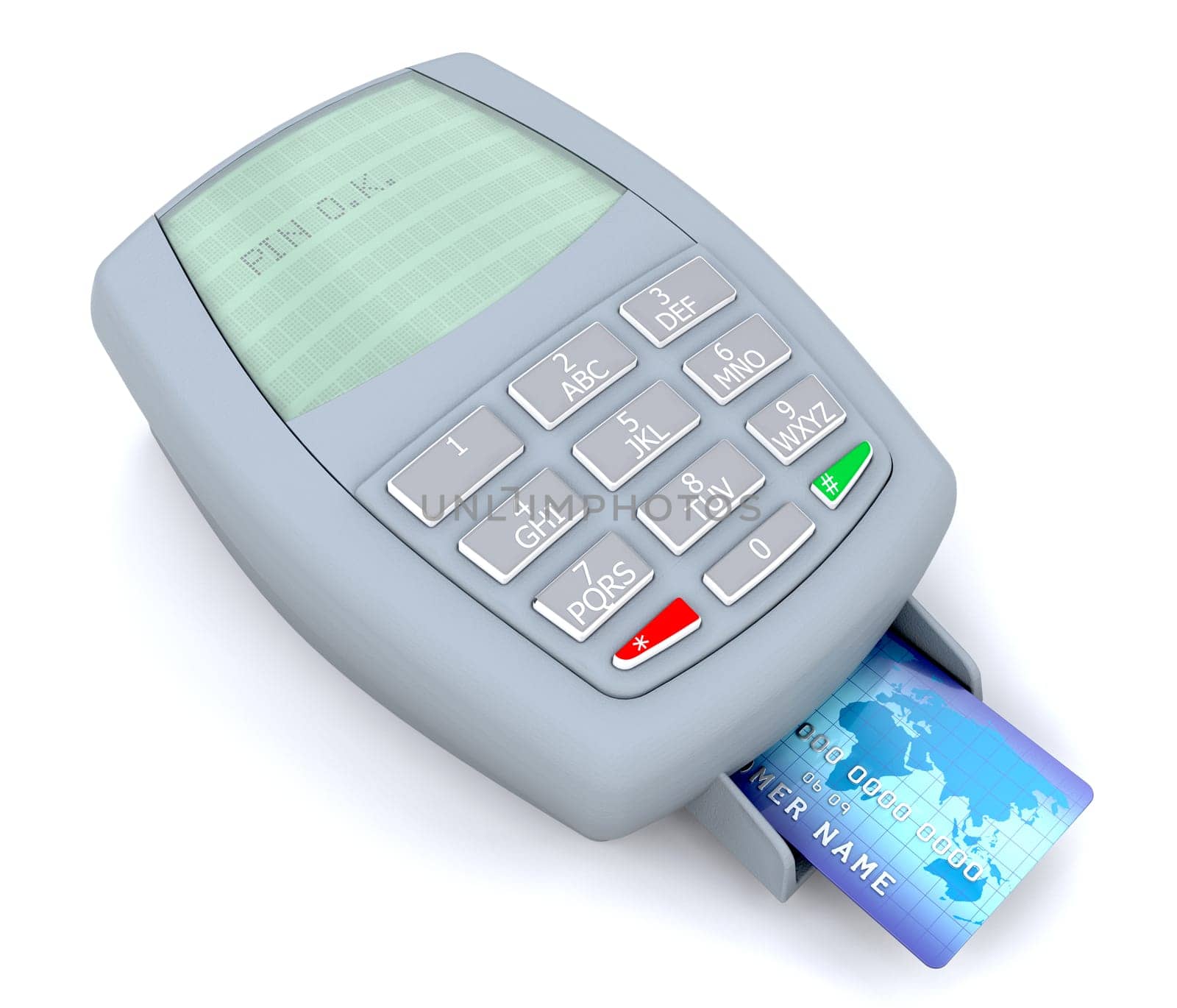 3d render of a credit card transaction pin approval