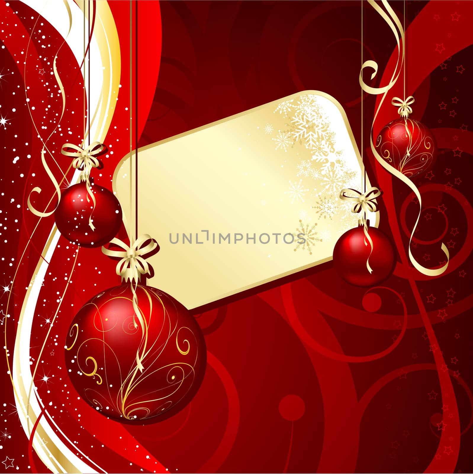 Decorative Christmas background with gold label