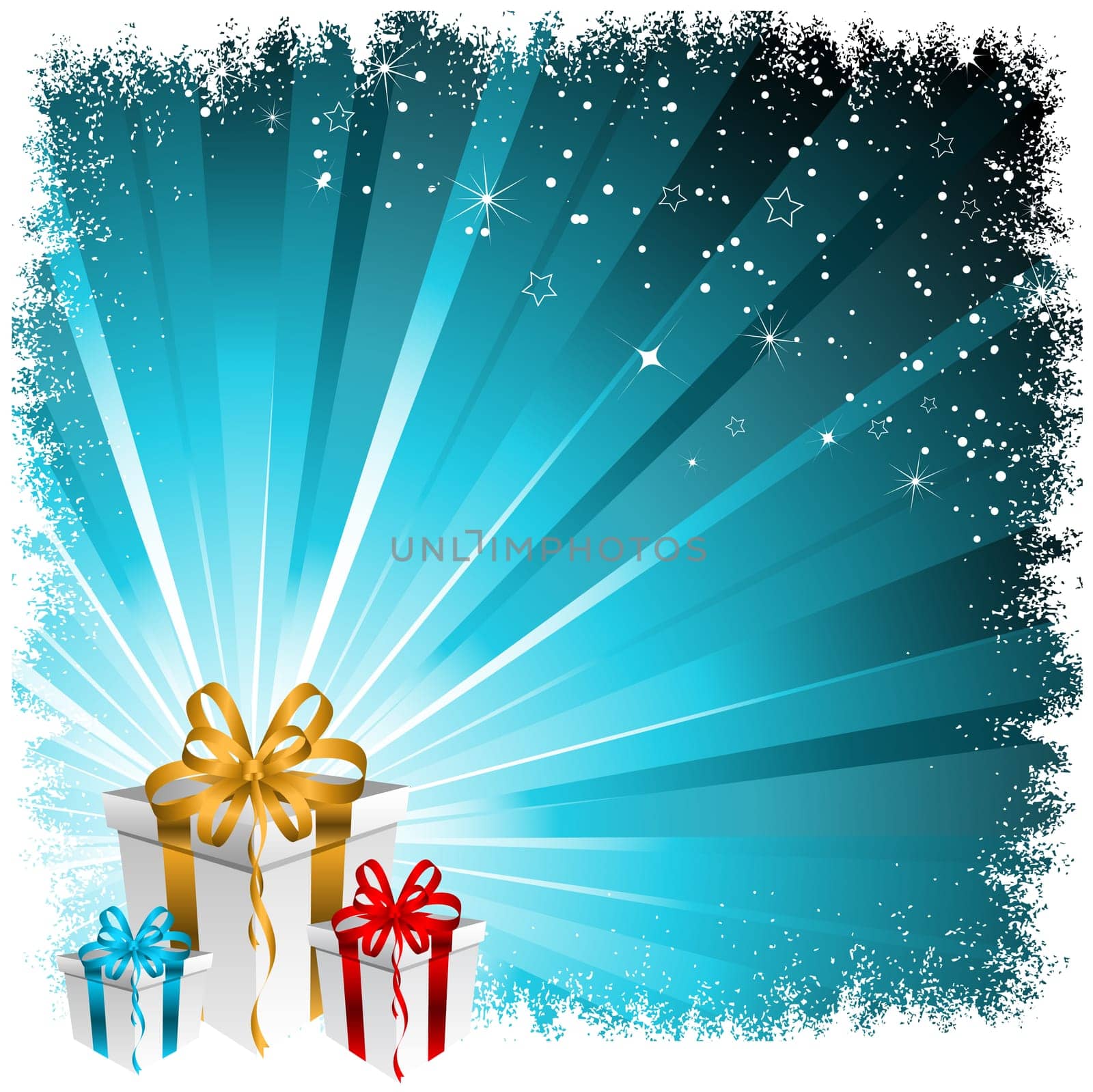 Christmas gift background with snowy border