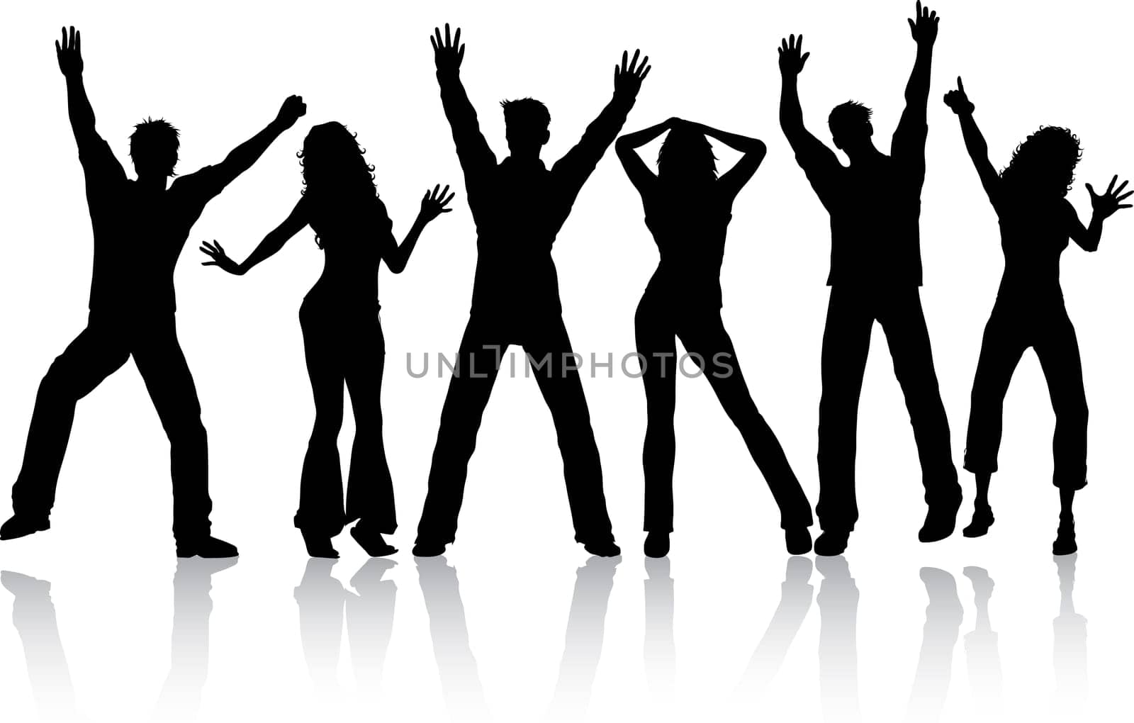 Silhouettes of people dancing