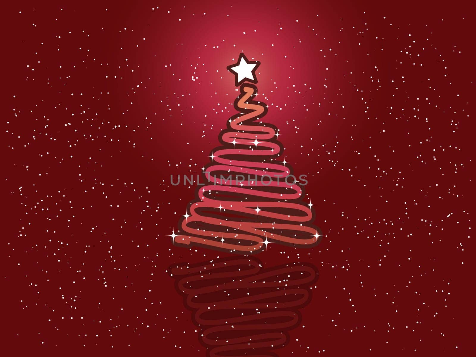 Scribble Christmas tree on a snowy background