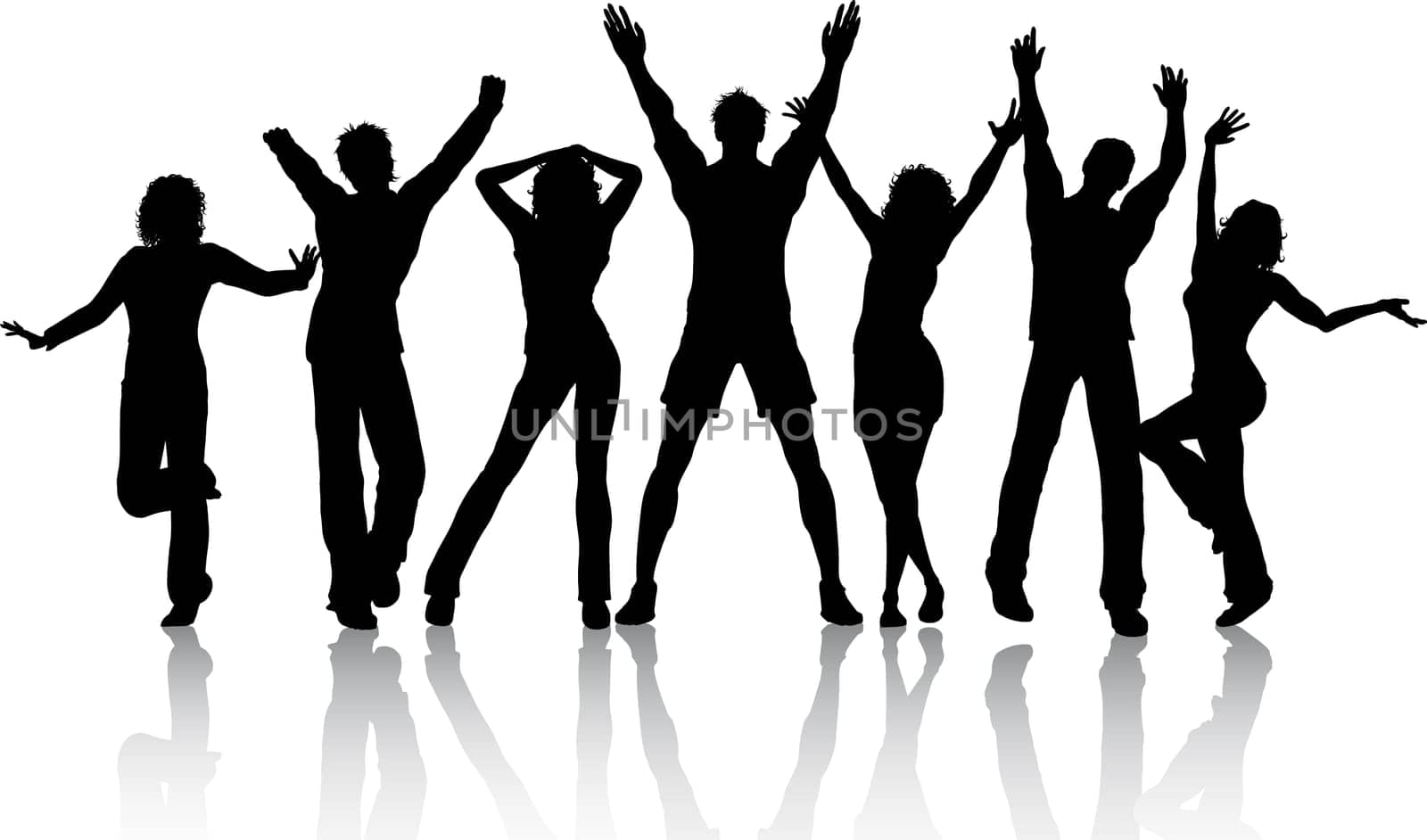 Silhouettes of people dancing