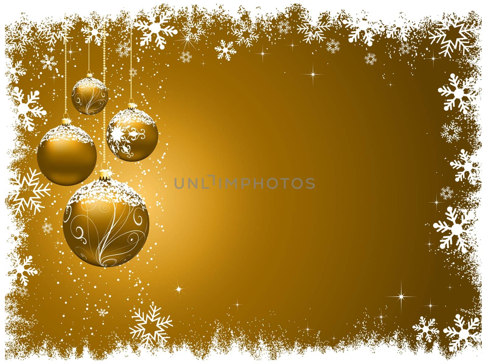 Decorative Christmas background with snowy baubles