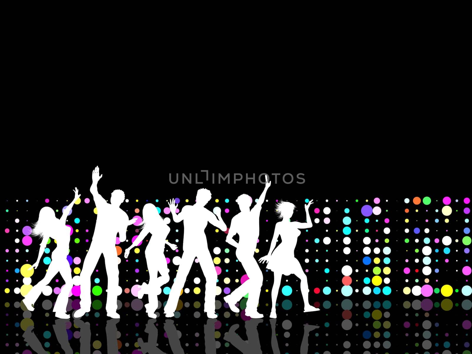 Silhouettes of people dancing