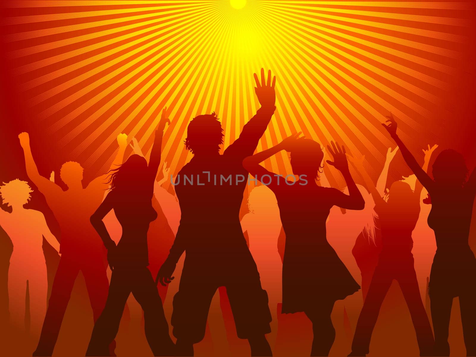 Silhouettes of people dancing
