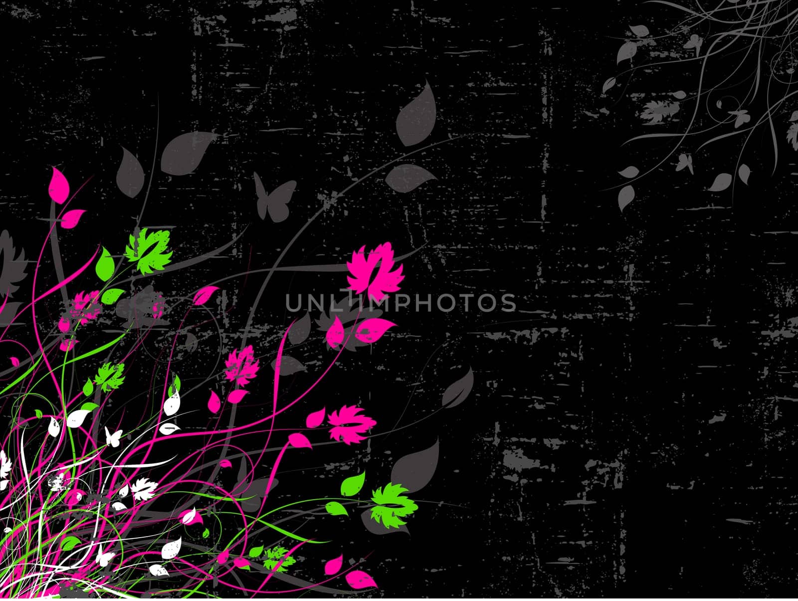 Floral design on grunge background