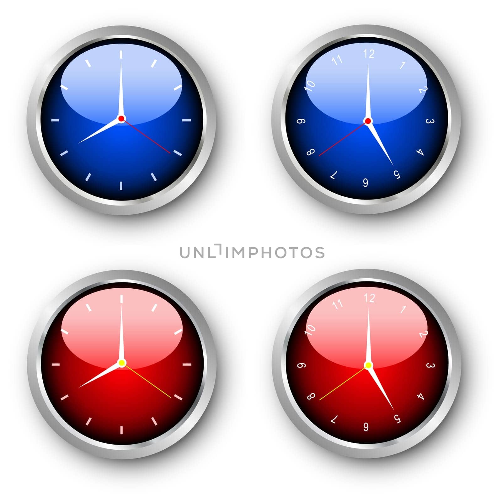 Various glossy style clocks