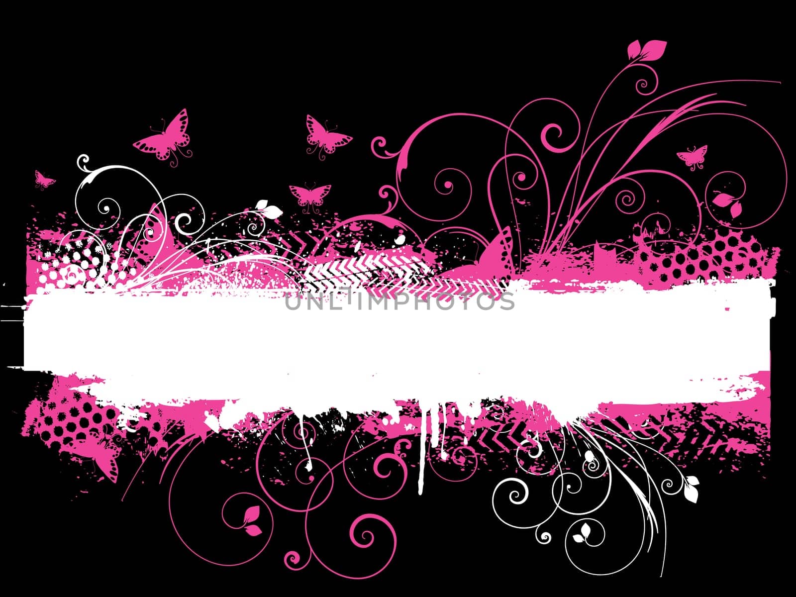 Floral grunge with butterflies