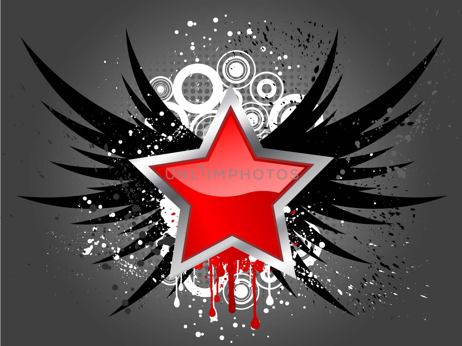 Glossy star on grunge background