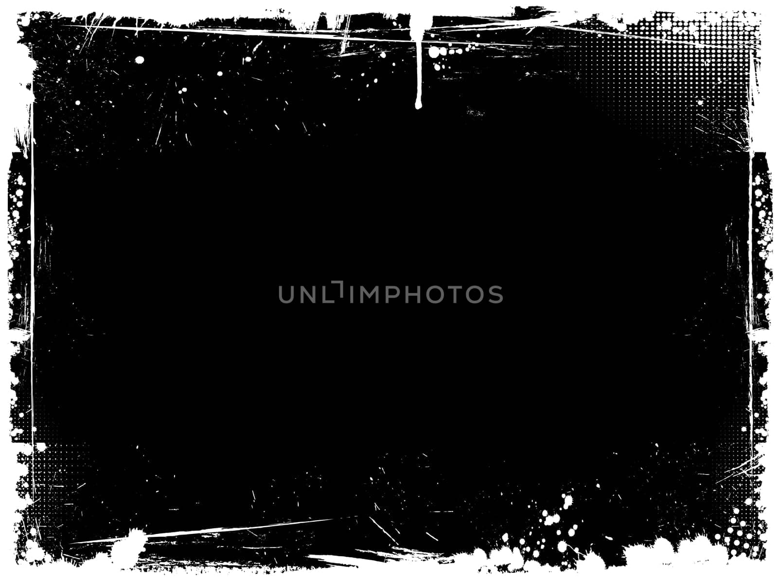 Detailed grunge border with splats and drips