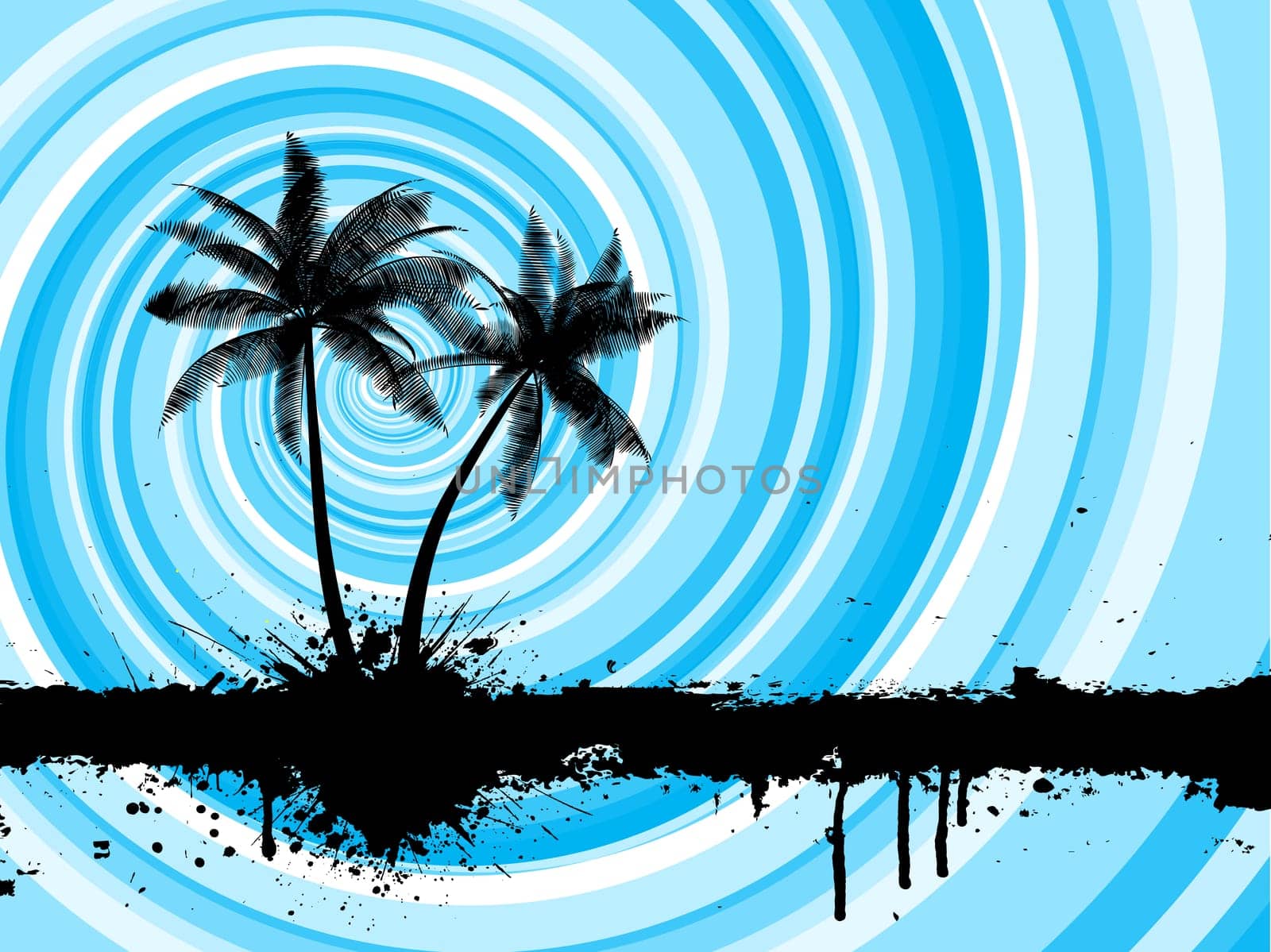 Grunge style palm trees background