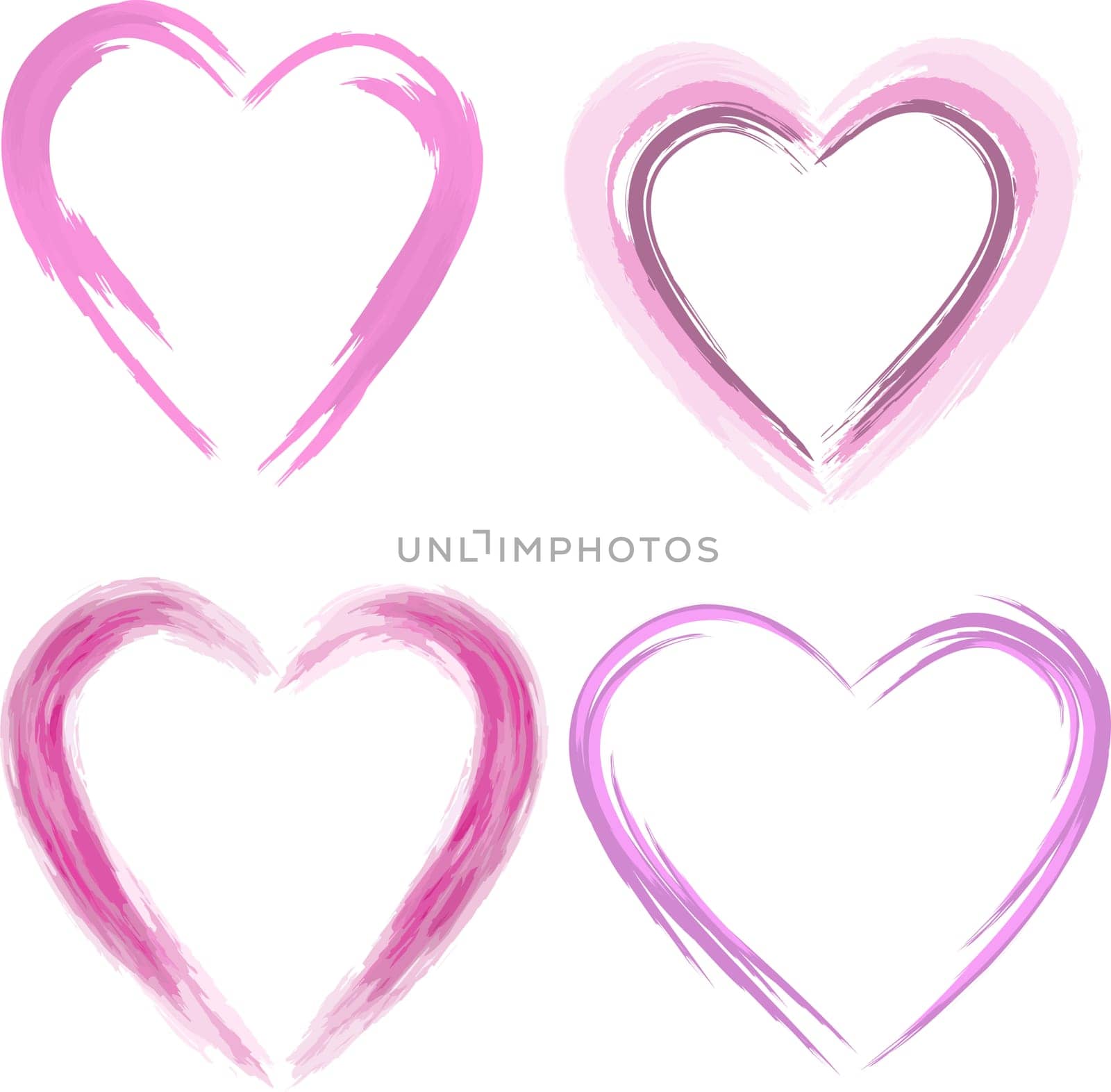 Hearts in a watercolour style
