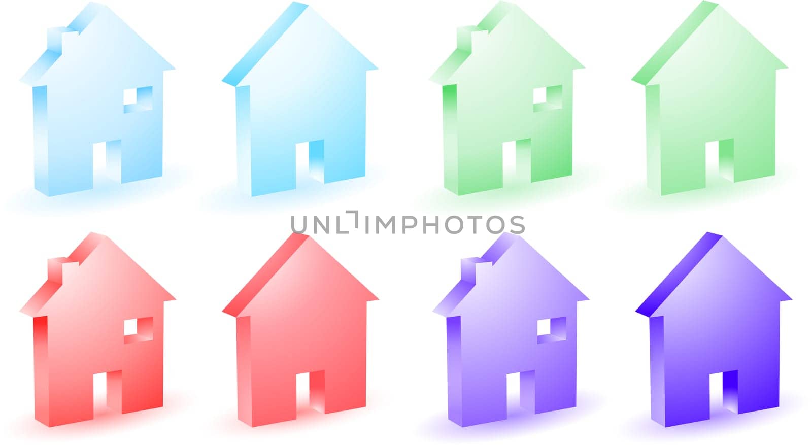 Different coloured house icons