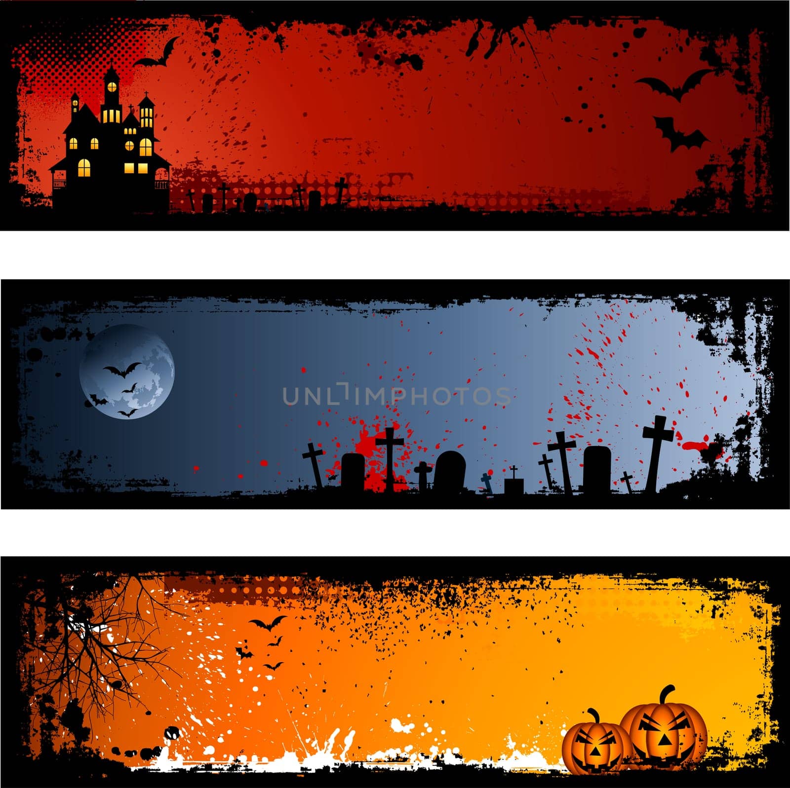 Three different spooky Halloween backgrounds