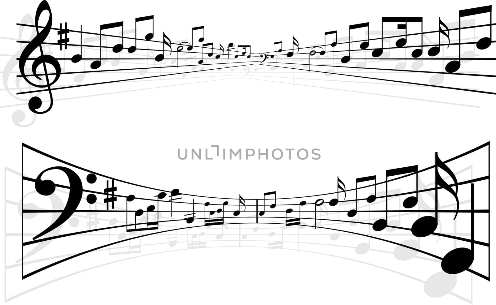 Abstract styled music notes designs