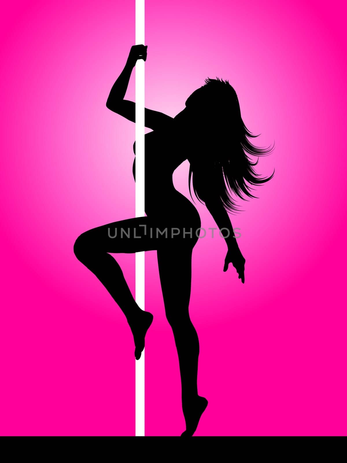 Silhouette of a sexy pole dancer