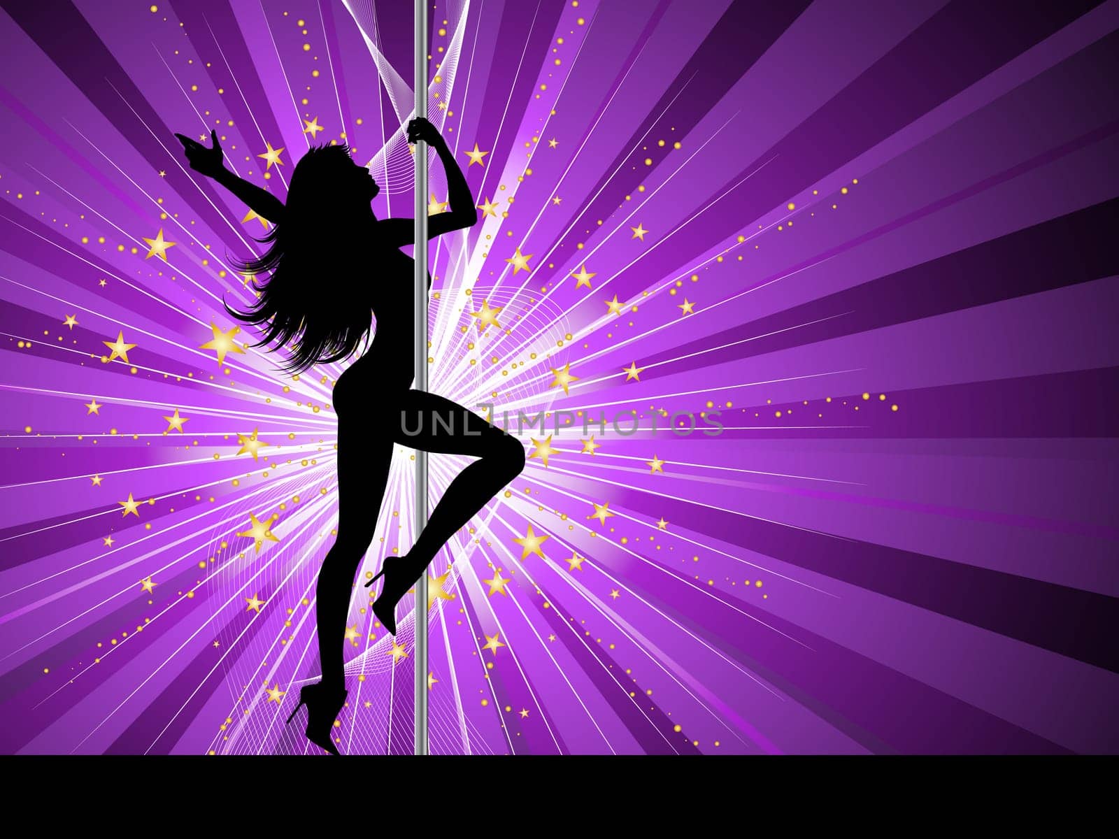 Silhouette of a sexy female pole dancing