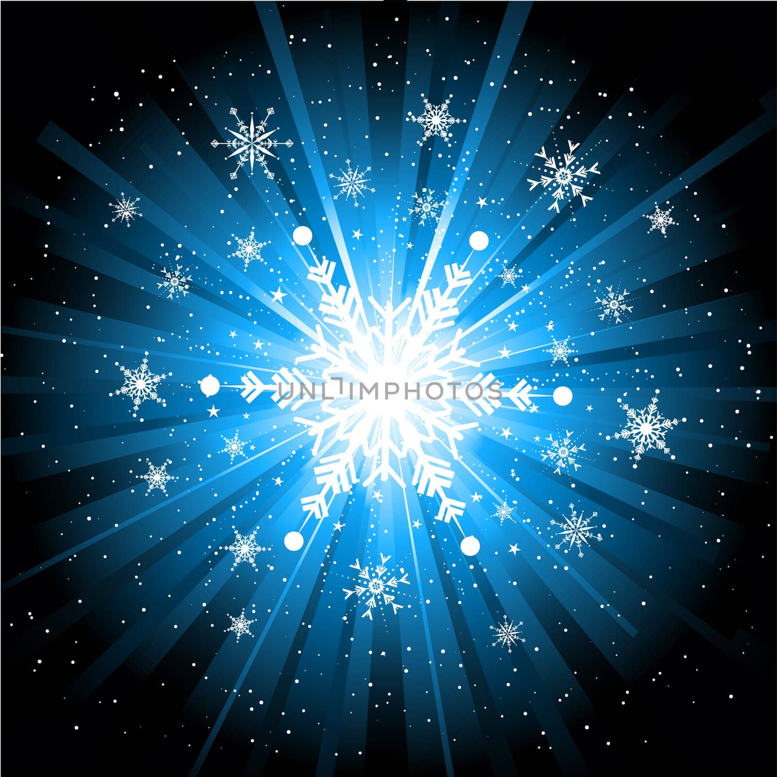 Christmas background of snowflakes and stars