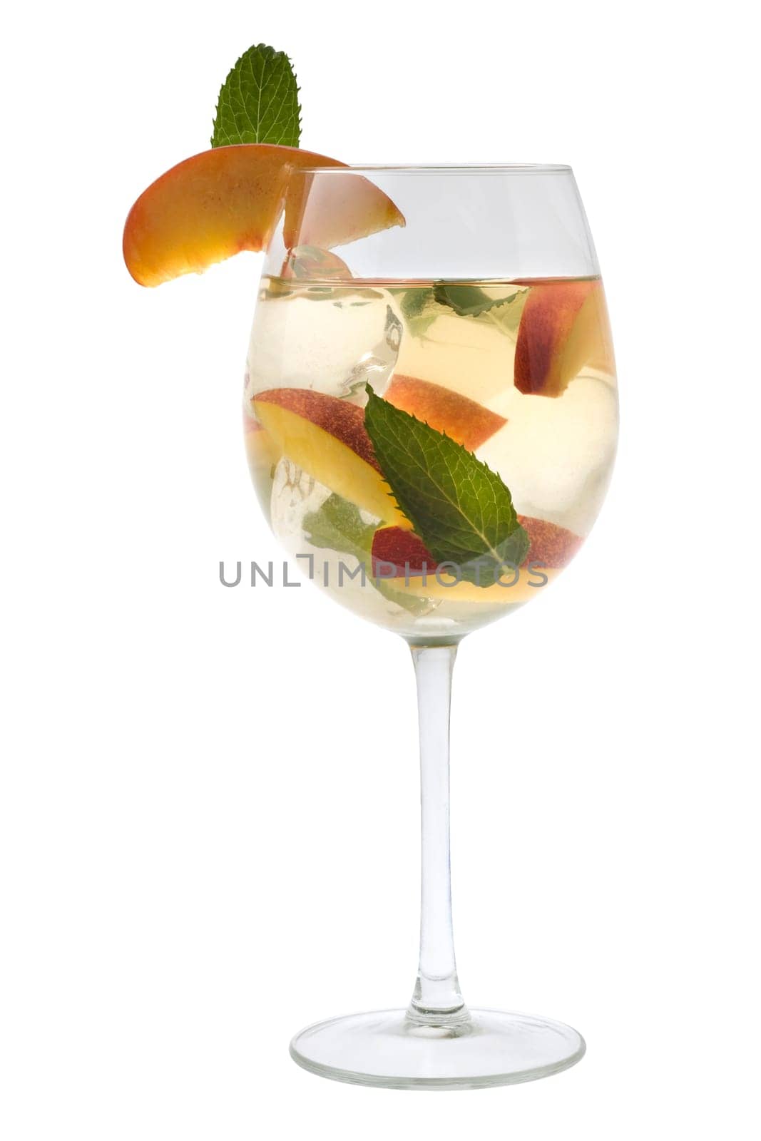 White Sangria in stemware on a white background