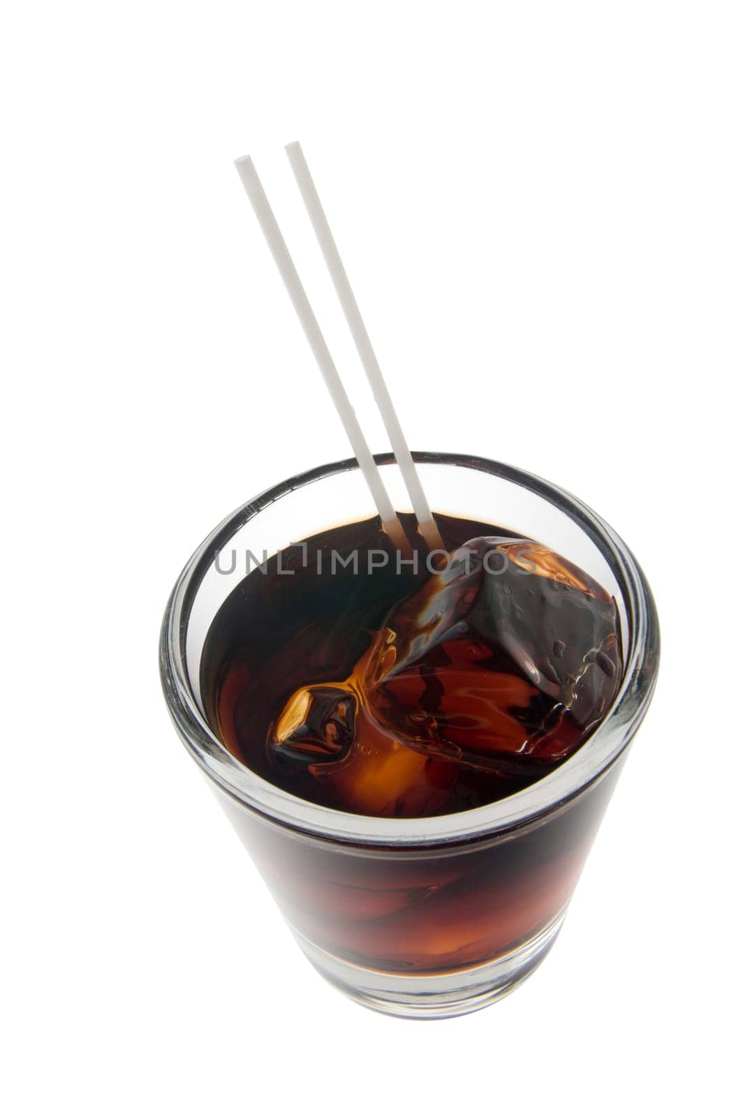 Black Russian mixed drink on a white background