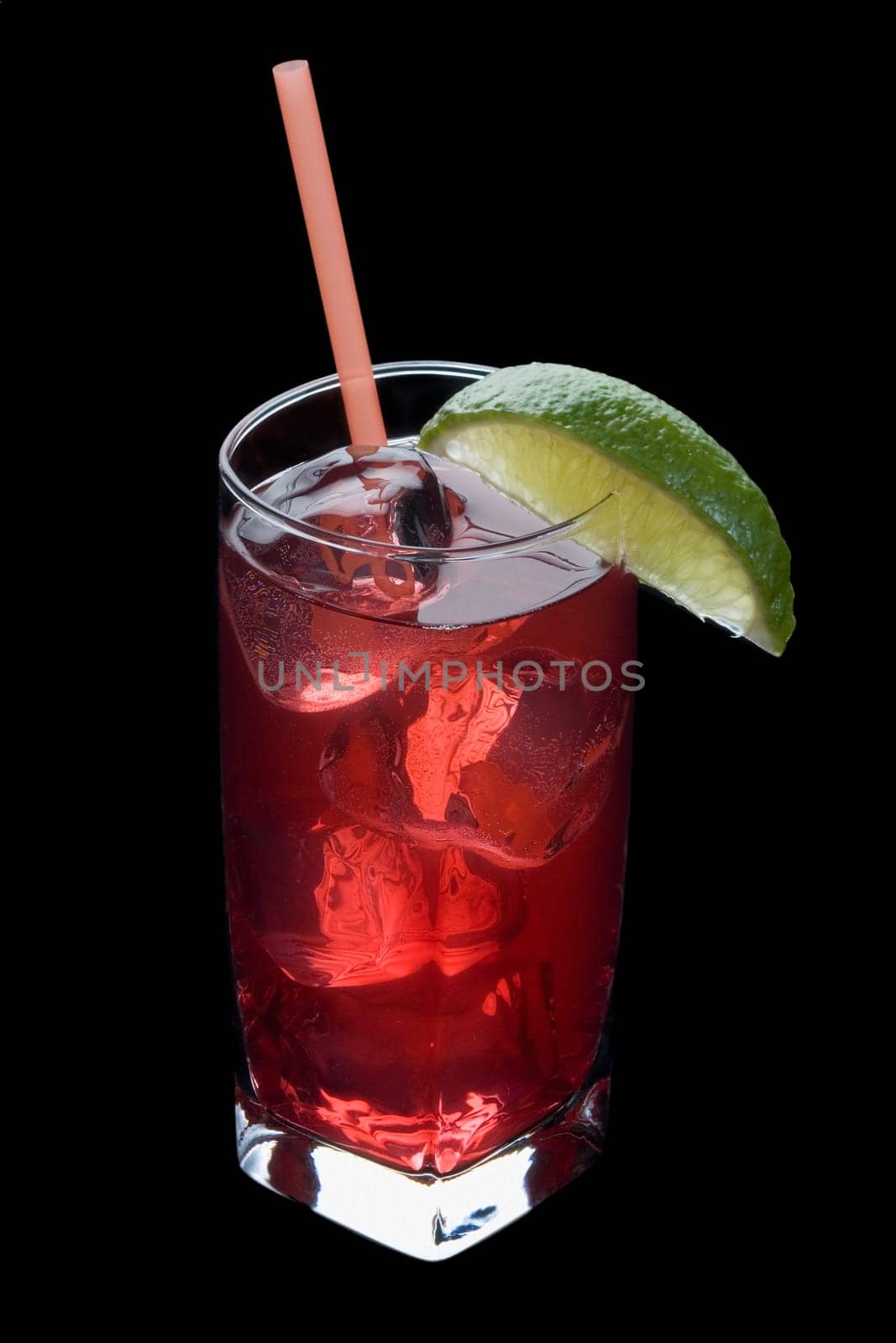 Cape Codder mixed drink on a black background