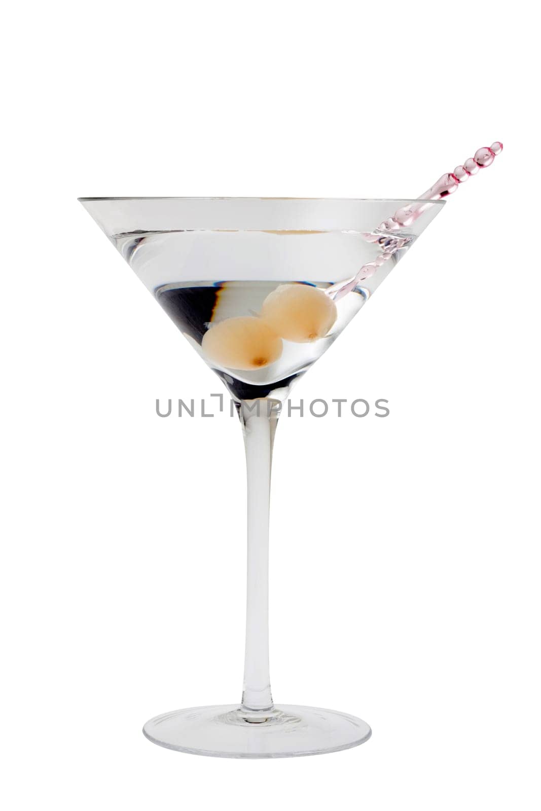 Gibson mixed drink with onions on a white background