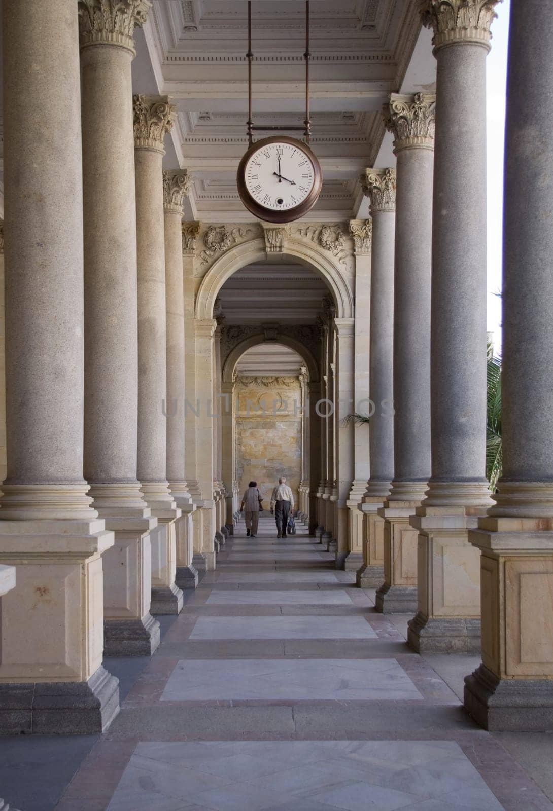 Aisle with clock