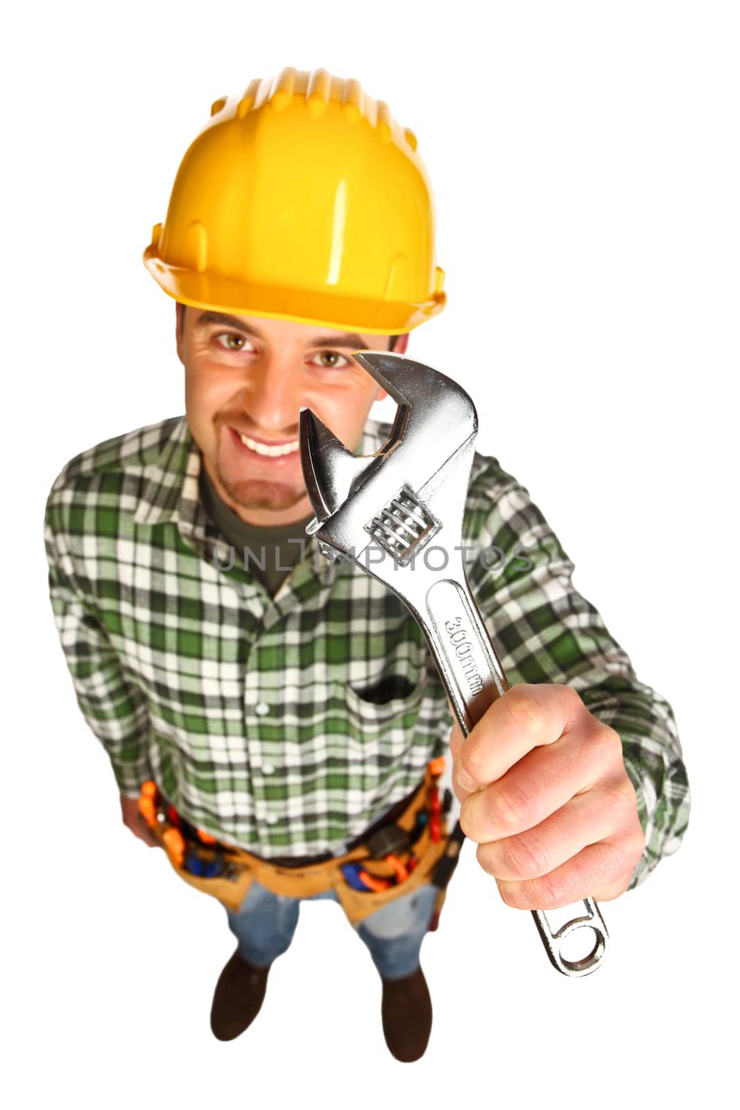 handyman smile and hold wrench
