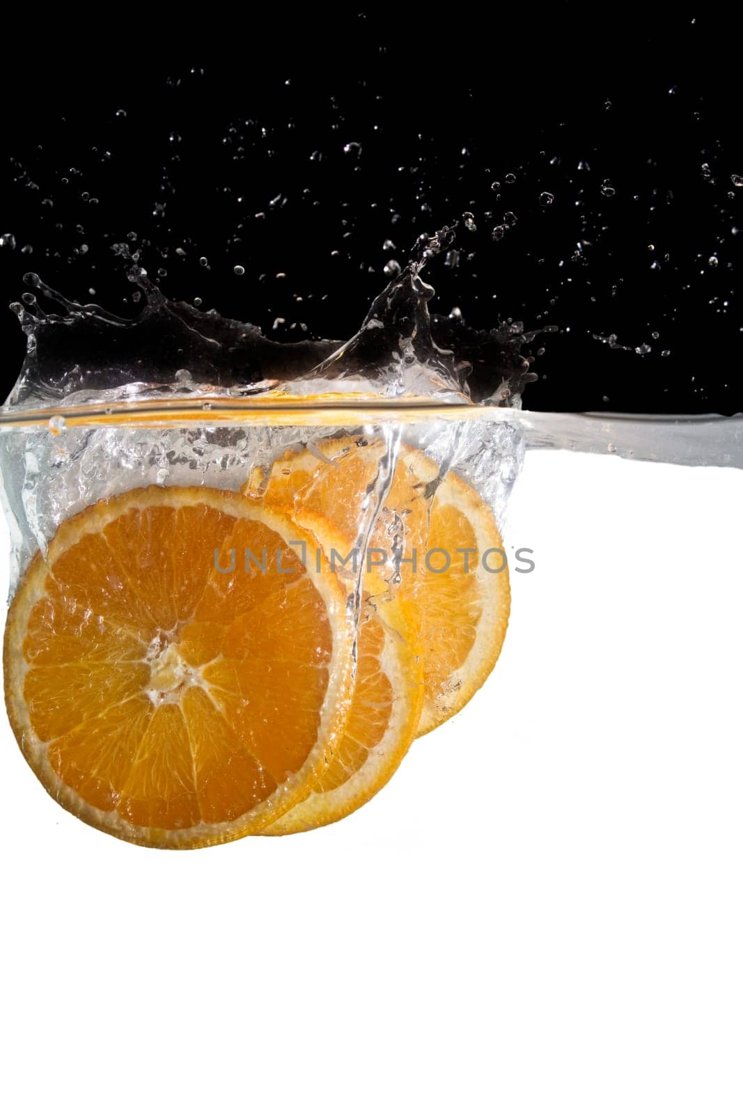 Orange slices in water
