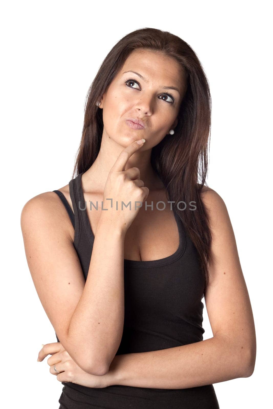 Attractive young woman thinking