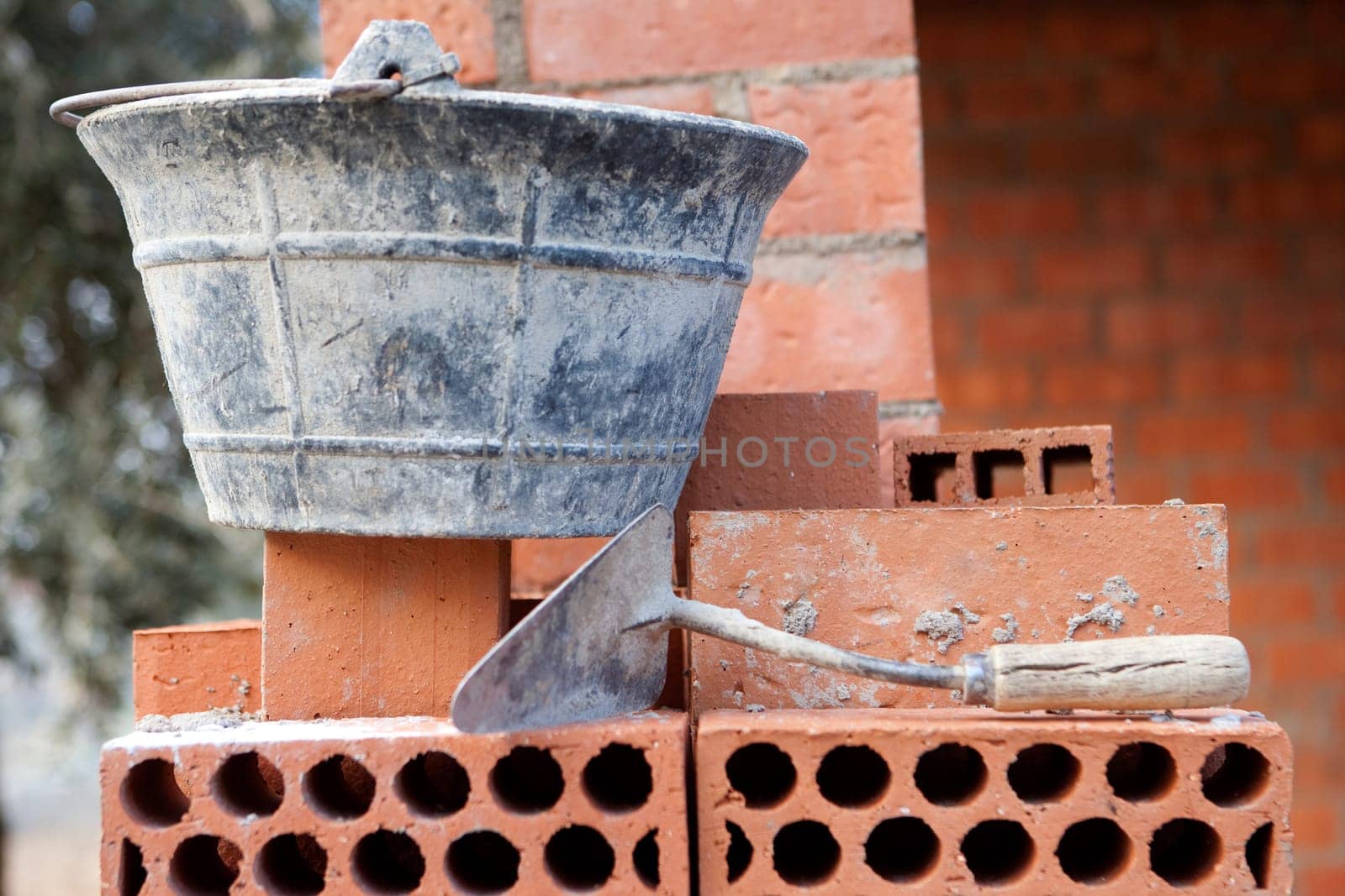 Bricks stacked