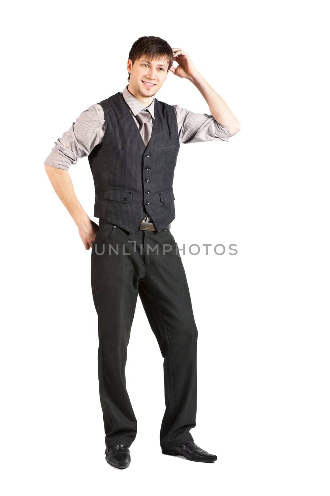 Young Businessman Talking on Phone. Isolated
