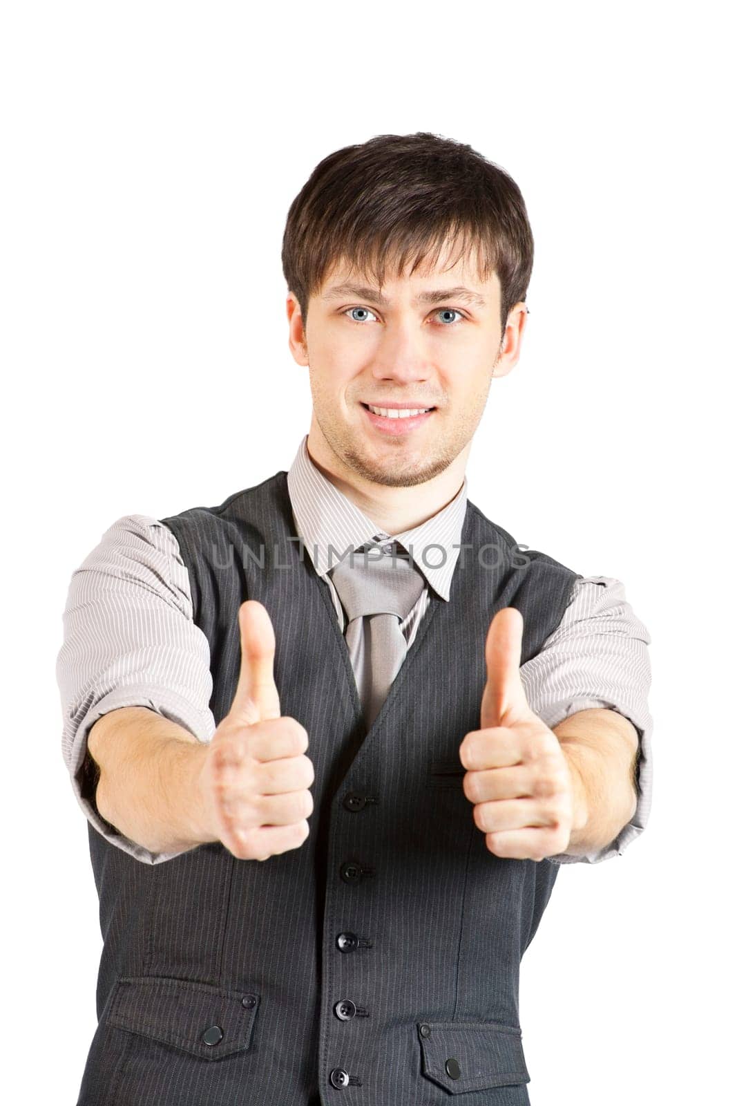 Young Businessman Talking on Phone. Isolated