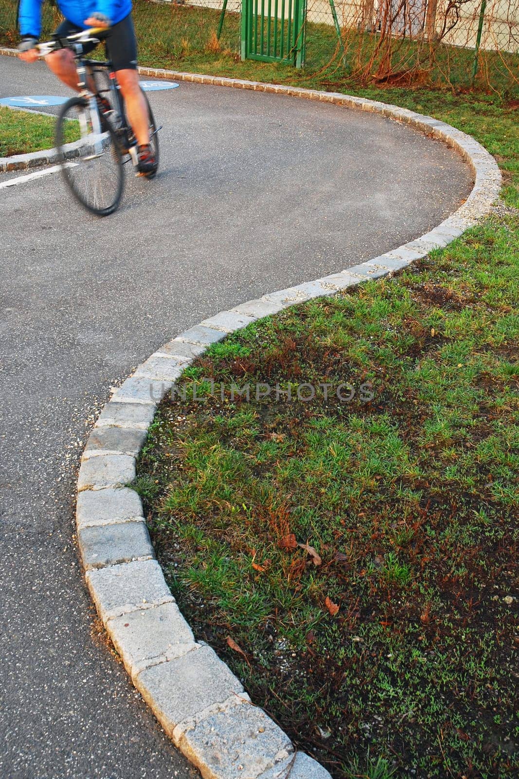 Cyclist on bike path