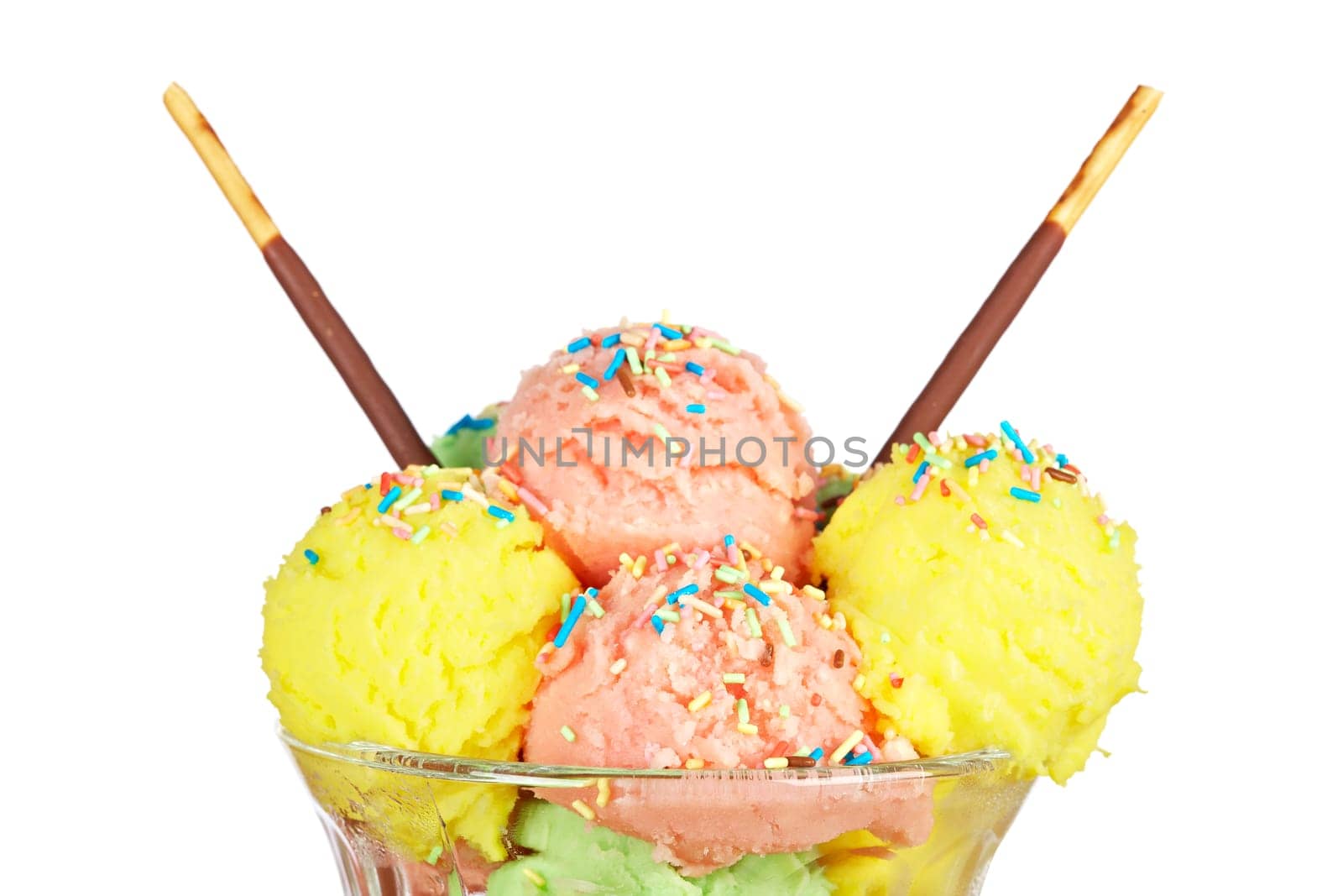 Multi flavor ice cream glass