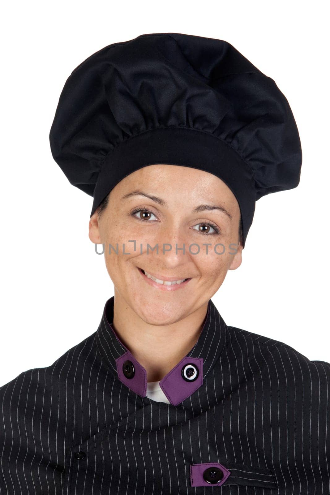 Pretty cook woman with black uniform