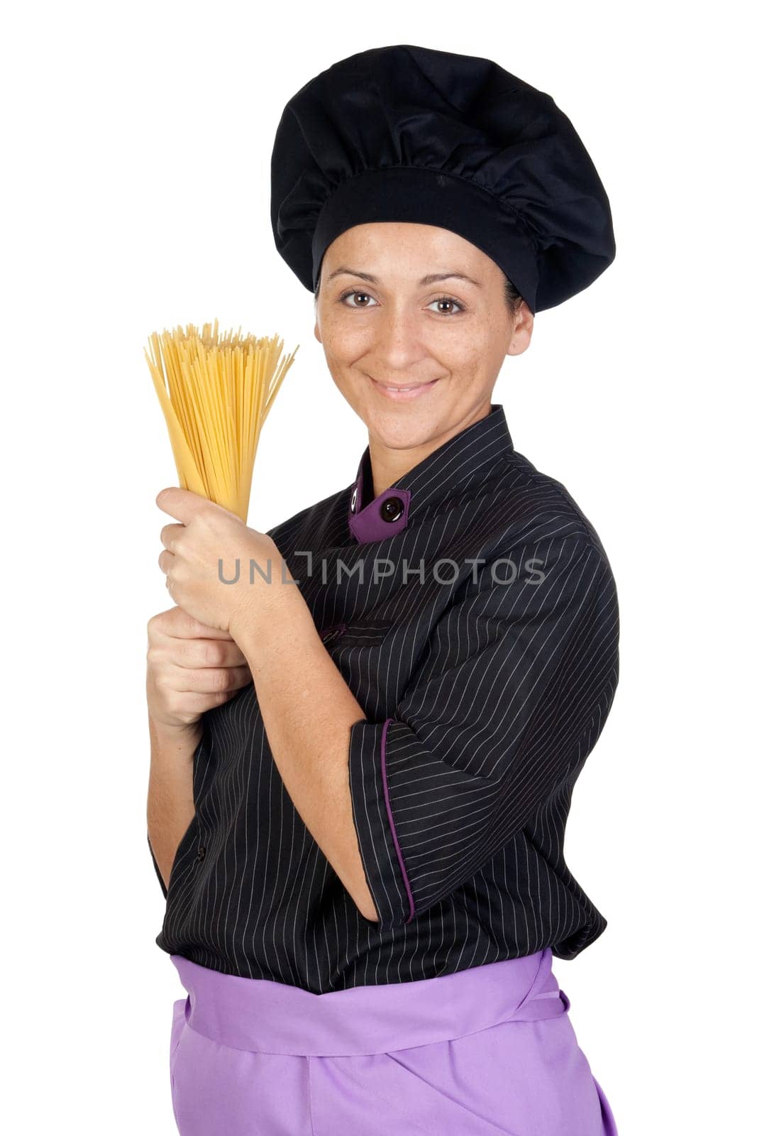 Pretty cook woman with spaguettis