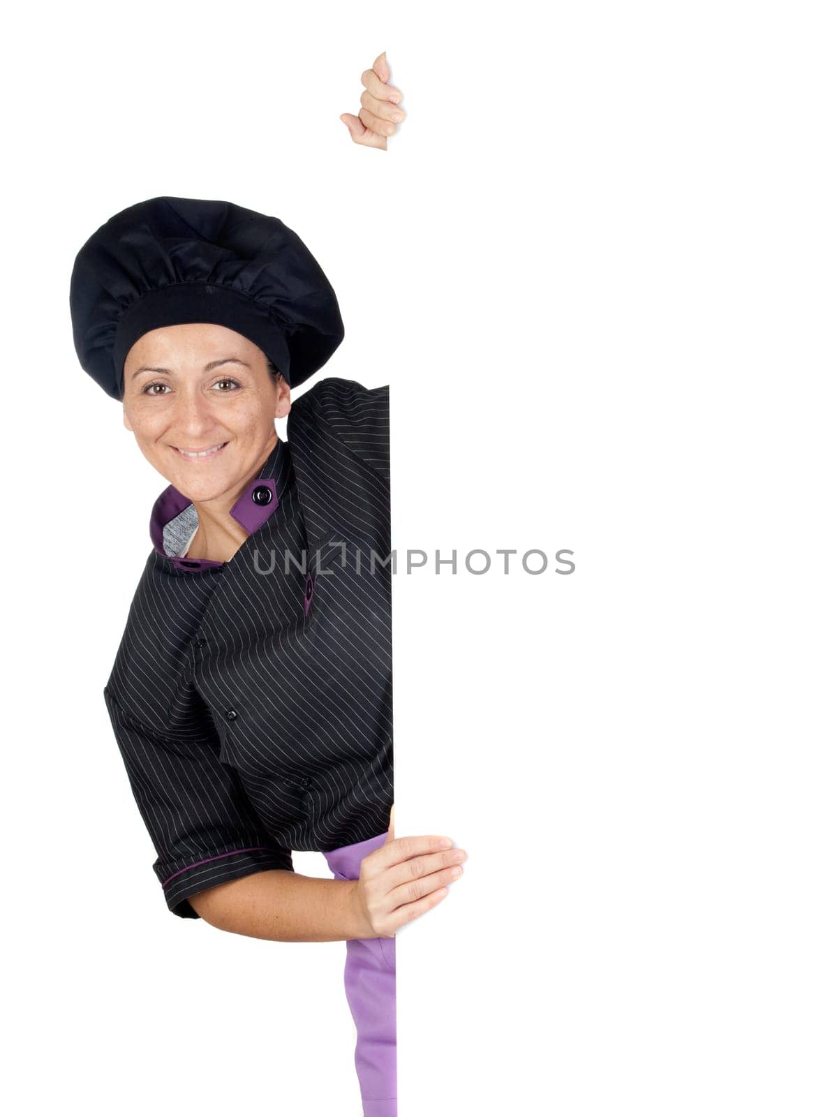 Pretty cook girl on a blank poster