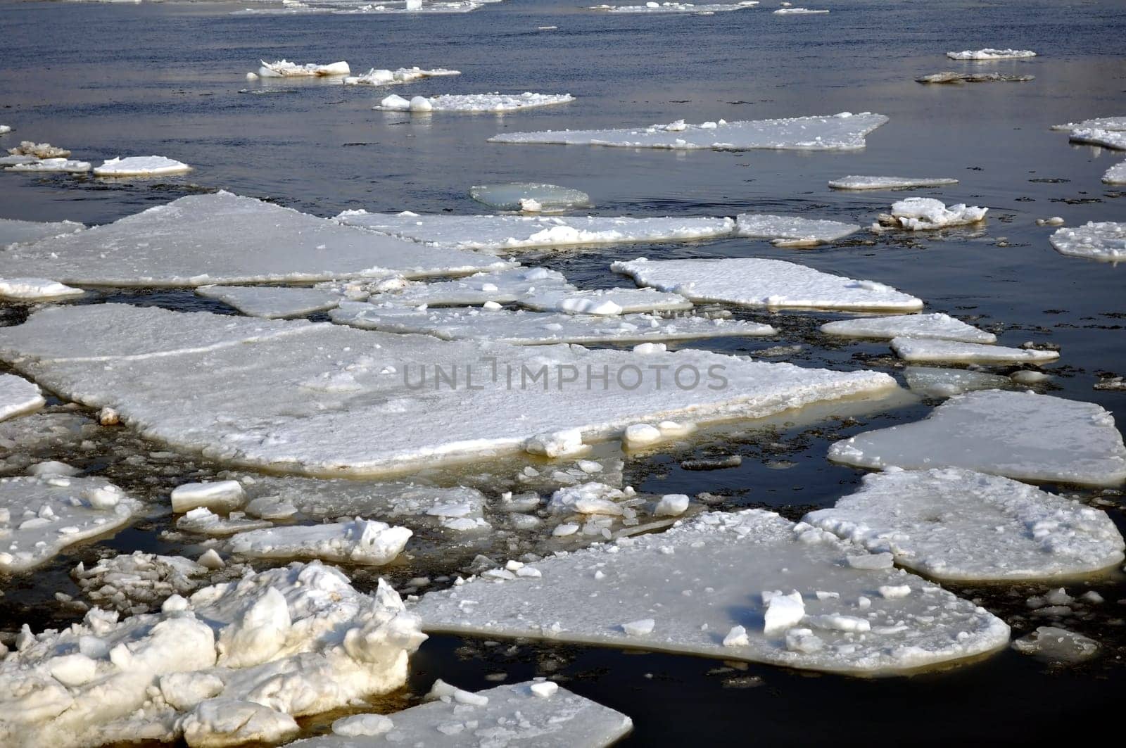 Ice blocks in river