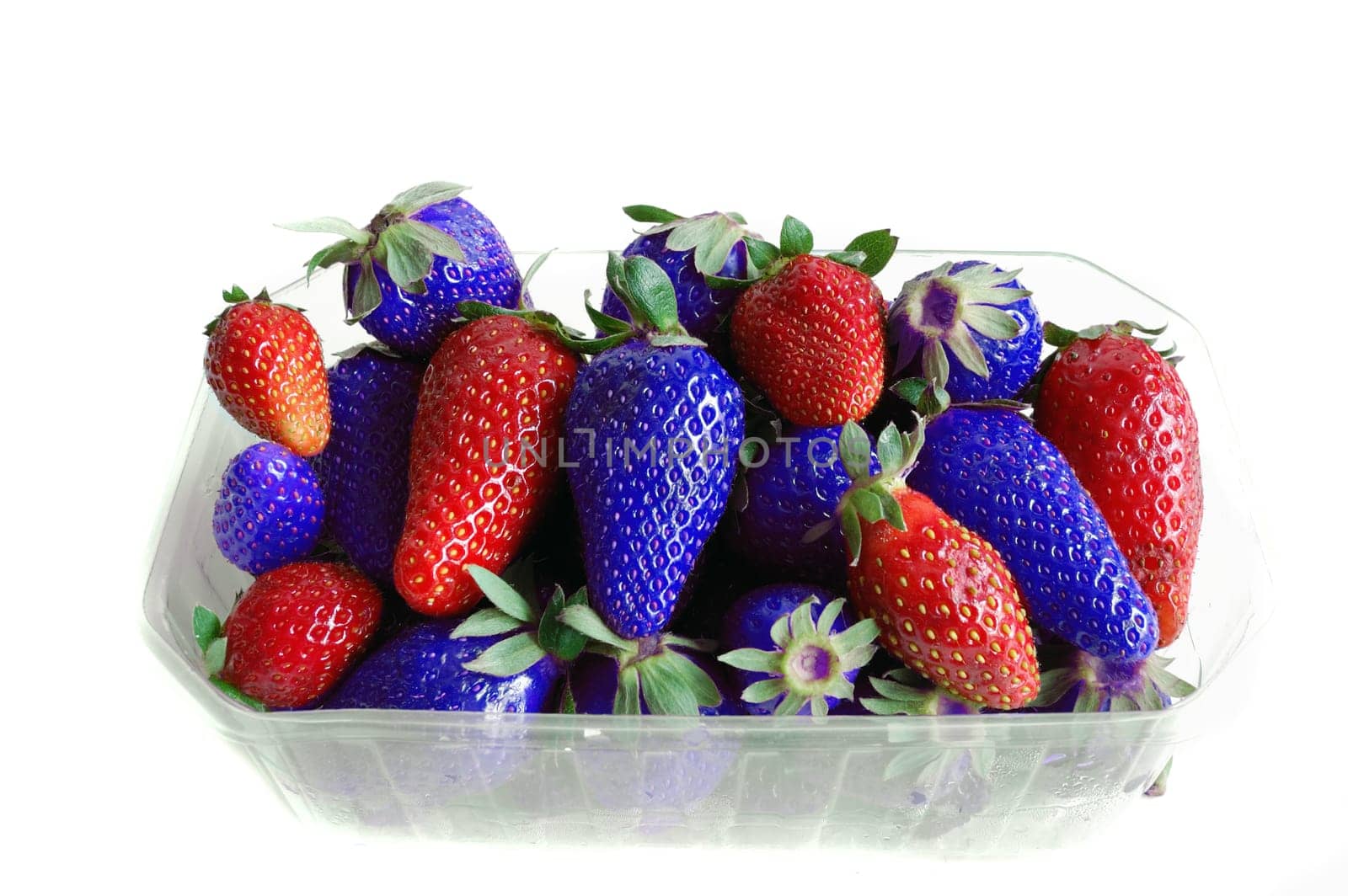 red and blue strawberries