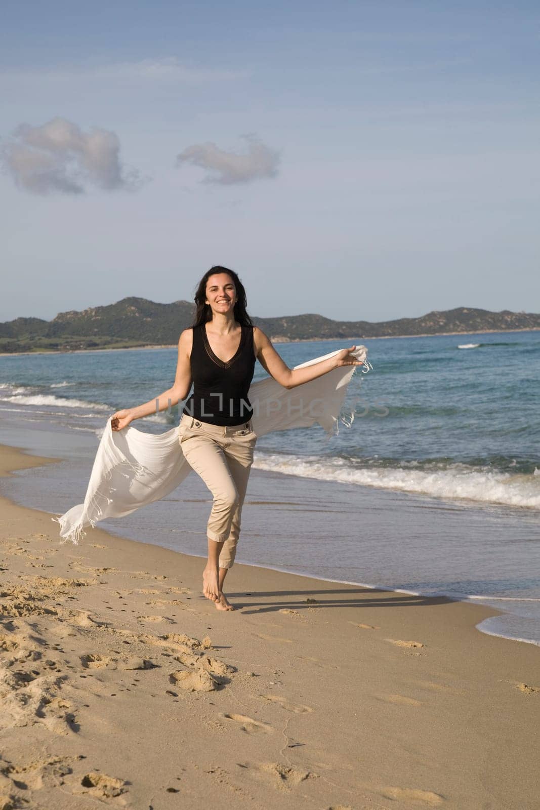 Woman running on the beach