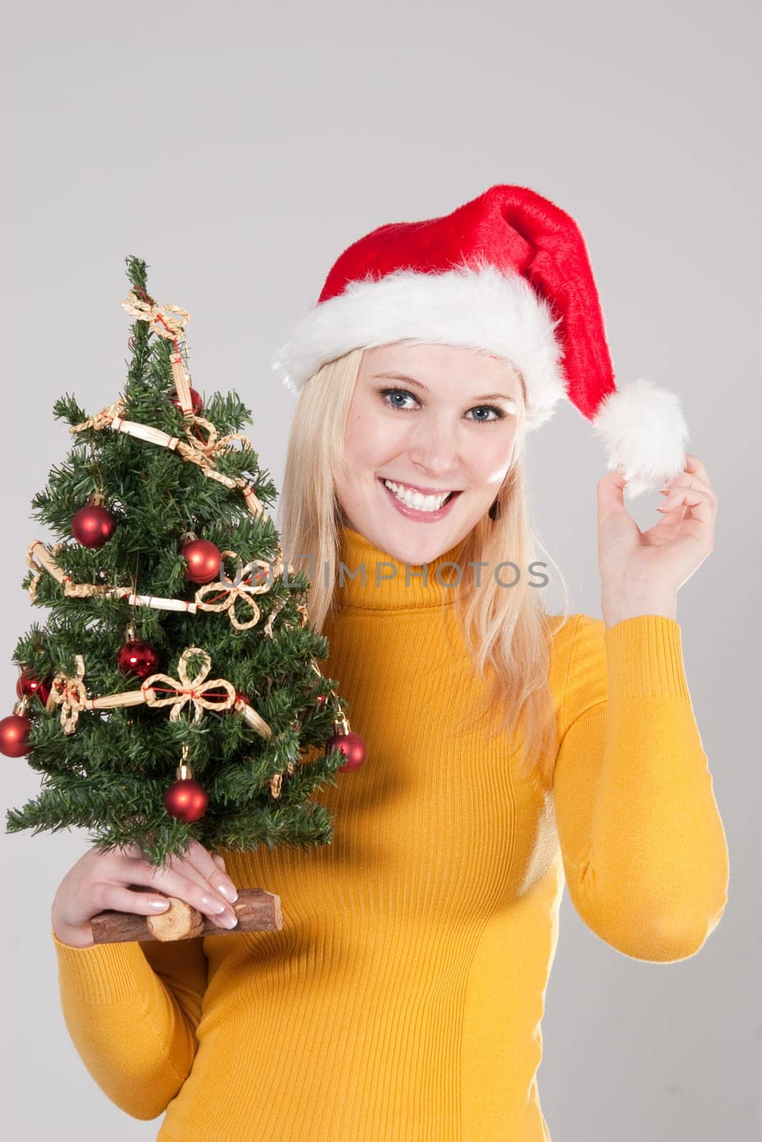 woman with christmas tree