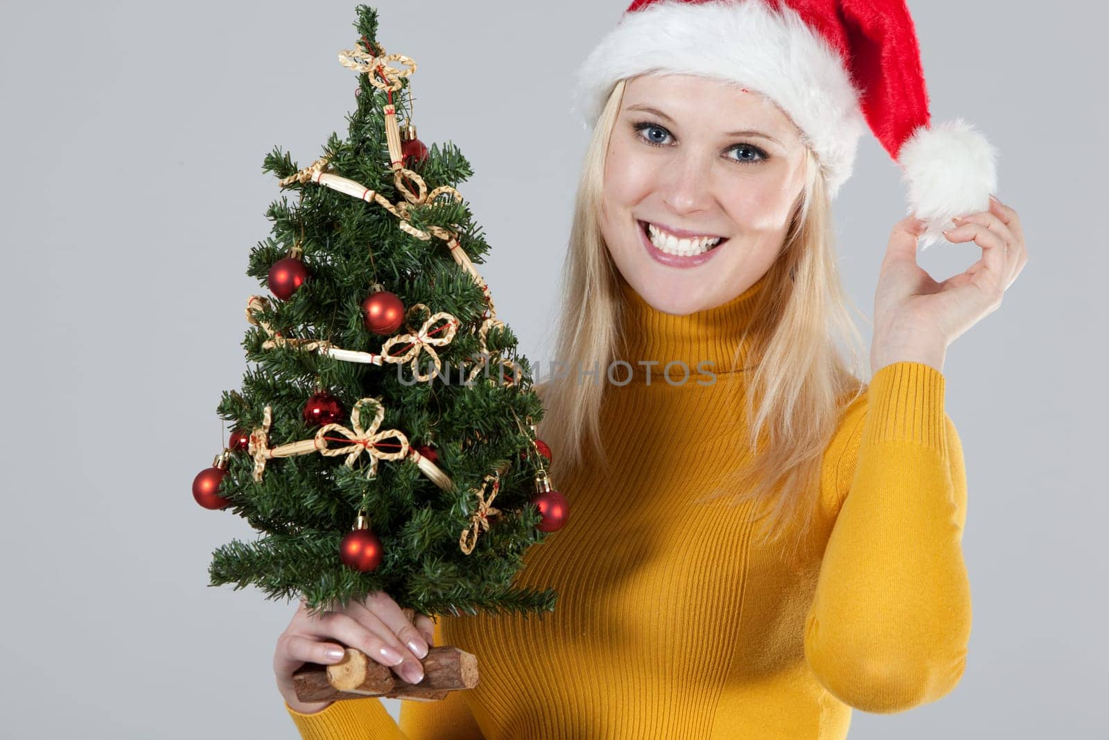 woman with christmas tree