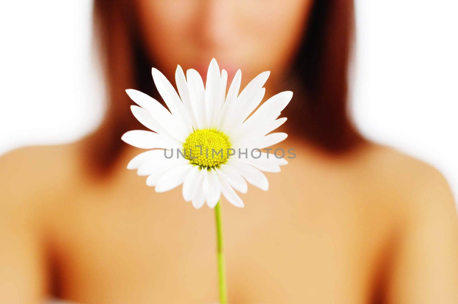 Beautiful Woman Holding a Flower