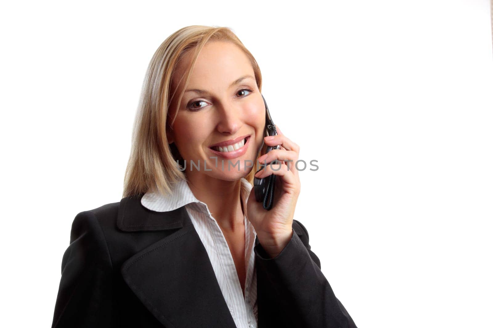 Friendly woman on telephone call